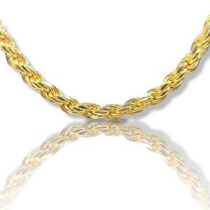22" x 5mm 14K Vermeil Yellow Gold Finish Over S925 Sterling Silver Rope Chain.